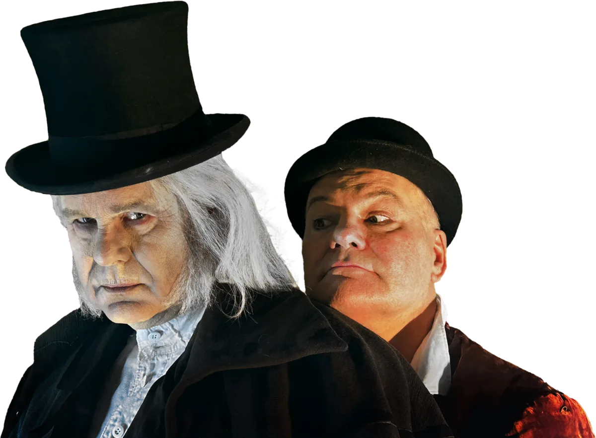 Thomas Förster als Ebenezer Scrooge und Tom Quaas